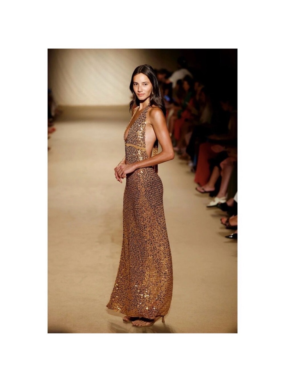 Monday Swimwear Gold Sequin Halter Dress